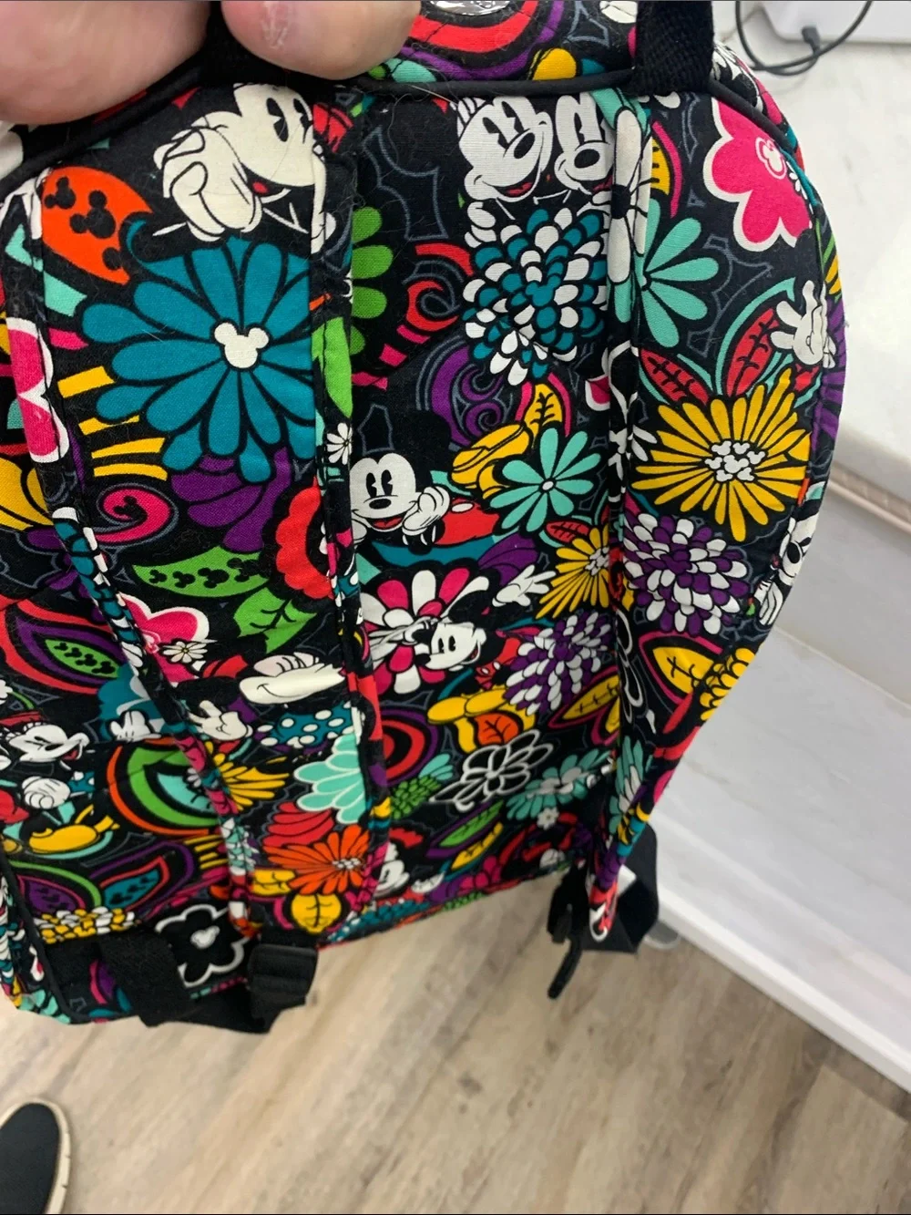 Vera Bradley Black Multicolor Floral Quilted Backpack Special Edition Disney